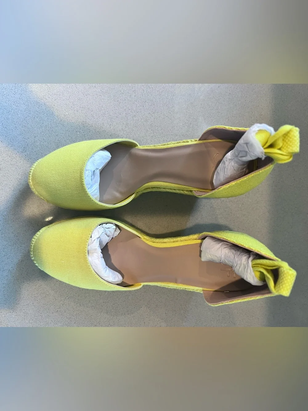 Espadrille Wedge Heels Ankle Ribbon Wrap  Jenala Sz 9 1/2